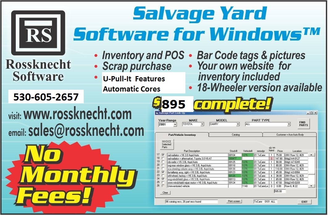 display ad for Rossknecht Software Salvage Yard Software