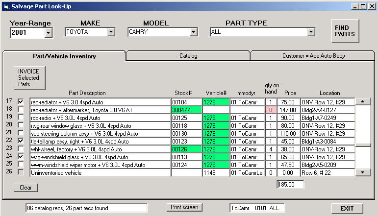 SY integrated graphical Look-Up screen